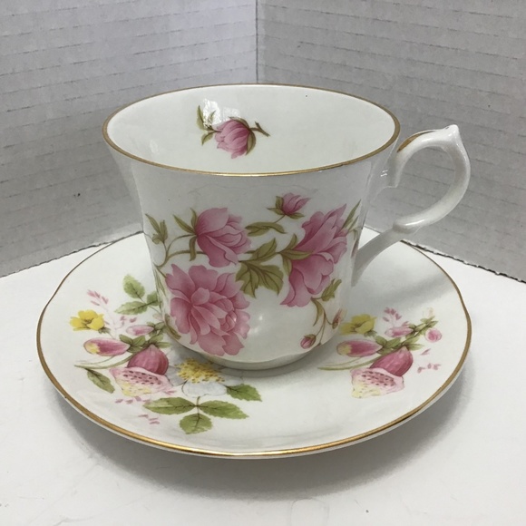 Springfield China Limited Pink Rose English Bone China Teacup and Saucer Vintage - Picture 1 of 5